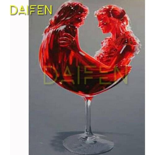 5DDIY Diamond painting Cross stitch Full Round Diamond embroidery Couple wine glass Full Square Diamond mosaic Couple wine glass