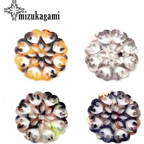 10PCS/lot Acetic Acid Resin Charms Hollow Round Flowers Connector Charms For DIY Earrings Jewelry Making Finding Accessories