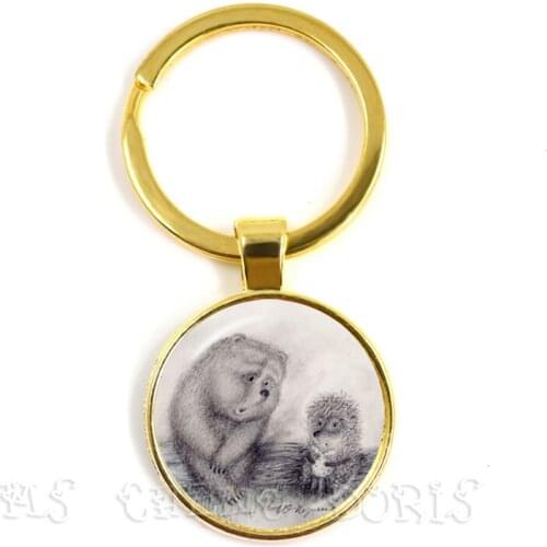 The Hedgehog in the Mist Key Chains 25mm Glass Dome Keychain Little Hedgehog in the Fog Creative Jewelry For Women Men Kids Gift