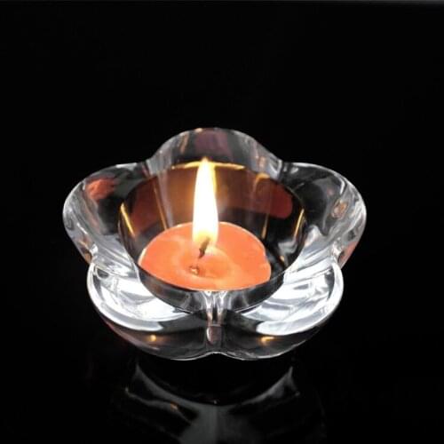 European Glass Crystal Candle Holder Candlestick Plum Blossom Bar Wedding Home Decor Ornaments Crafts Candelabra Tealight Holder