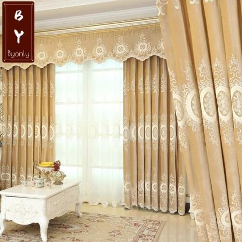 Flannel Embroidered Fabric Floor-to-ceiling Light Luxury Window Blackout Curtain Fabric Curtains for Living Dining Room Bedroom