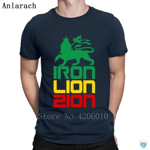 Iron Lion Zion T-Shirt Letters Gift 100% Cotton Slogan Tshirt For Men Designer Tee Top New Fashion Summer Style