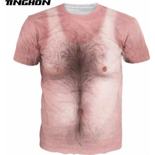 New Men/Women 3D Print Funny Hairy Chest T Shirt Tees Unisex Polyester O-Neck T-shirts Tops XS-4XL 5XL 6XL 7XL