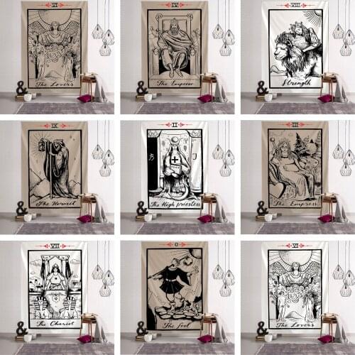 Middle Ages Illustration Tarot Tapestry Creative Dark Witchcraft Room Headboard Arras Carpet Astrology Blanket Wall cloth
