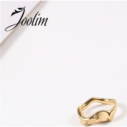 Joolim High End 18K Gold PVD Abstact Special Shape Rings for Women Stainless Steel Jewelry Wholesale