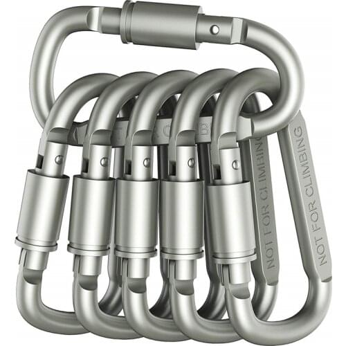 6PCS D-Ring Locking Carabiner Outdoor Camping Equipment Carabiner Hunting Equipment Travel Survival Kit Lock Tool