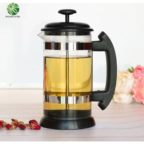 Duolvqi French Presses Coffee Pot Durable Coffee Carafe Teapot Coffee Maker Kettle Stainless Steel Glass Coffeeware Practical