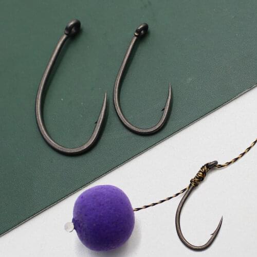 20PCS Carp Fishing Hooks PTFE Coated Super Sharped Hooks Krank Shank Matte Black Barbed Hooks High Carbon Steel Carp Hooks