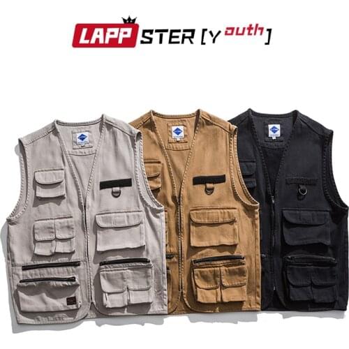LAPPSTER Multi Function Pocket Cargo Gilet 2021 Japanese Streetwear New Fashion Vest Best Match Hip Hop Cotton Sleeveless Vests