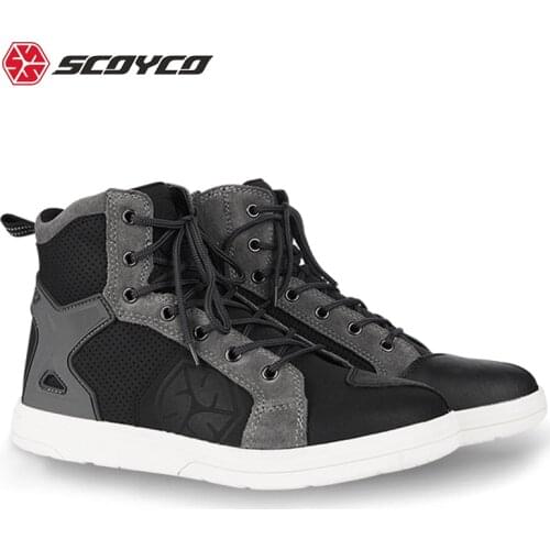 SCOYCO MT040 Motorcycle Boots Men Casual Shoes Microfiber Leather Moto Motocross Riding Boots Summer Breathable Motorbike Shoes
