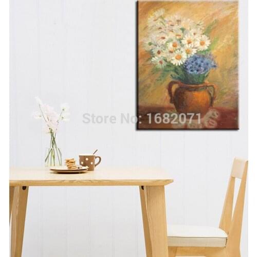 Wholesale Price Supply High Quality Impression Daisy Flower Oil Painting On Canvas Daisies Flowers Oil Picture For Kitchen Decor