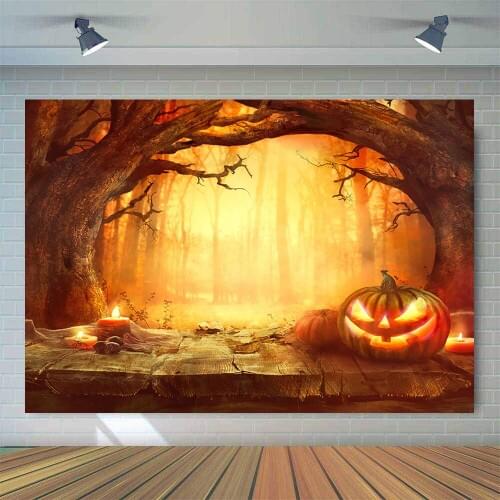 Autumn Backdrop Lantern Photography Background for Photo Studio Fall Landscape Golden Yellow Leaves Photo Background