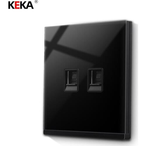 KEKA luxurious tempered glass switch. 2gang dual computer socket panel CAT5E network RJ45 cable interface socket wall socket