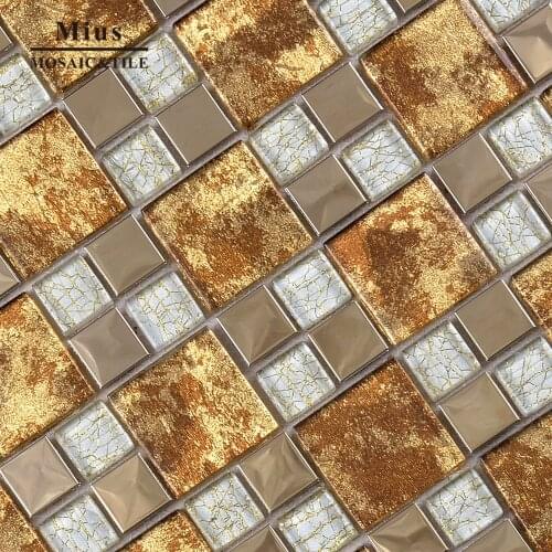 USA Market New kitchen wall gold foil glass mosaic tile