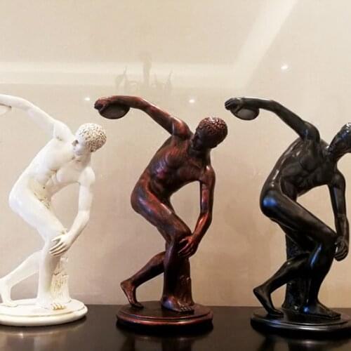 EUROPEAN RESIN DISCUS THROWER MAN SCULPTURE DECORATION STUDY ROOM OFFICE FURNISHINGS CRAFTS HOME LIVINGROOM TABLE ACCESSORIES