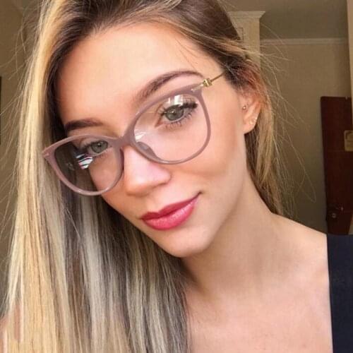 Trending Products 2021 TR90 Eye Glasses Frames For Women Cat Eye Fashionable Oval Computer Glasses Brown Blue Black Frame
