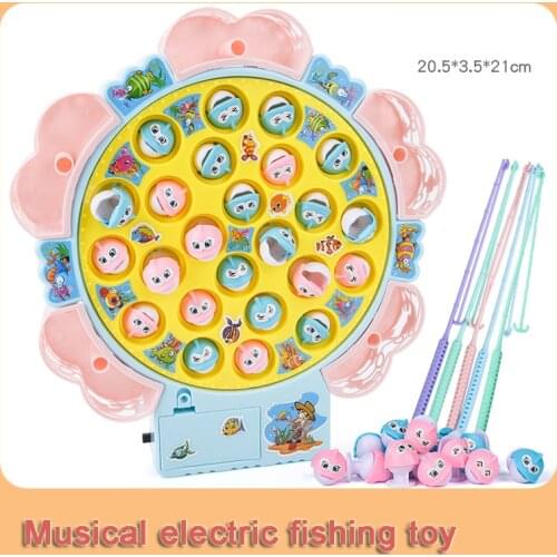 Outdoor Sports Fishing Toys for Children Boys Girls Magnetic Fish Game Electric Musical Rotating Board Play Educational Toys