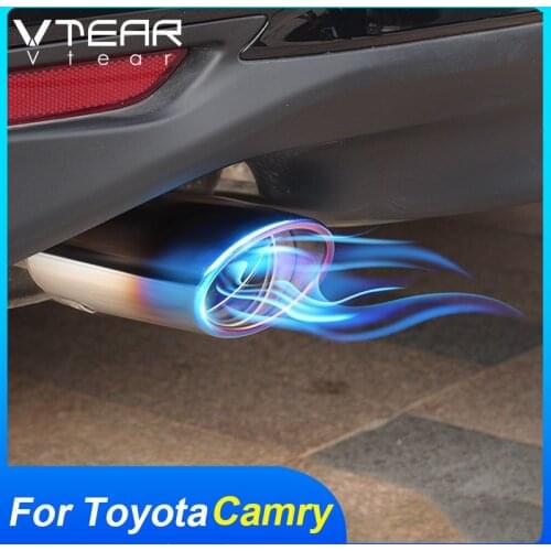 Vtear Stainless steel exterior decoration Tail Pipes Muffler Tip replacement styling car accessories parts For Toyota Camry 2020