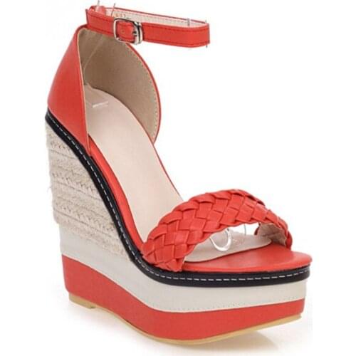 2020 New Arrival Stiletto High Heels Wedges Platform Ankle Strap with Buckle Open Toe Women Strappy Sandals