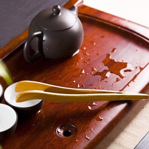 2pcs 18cm Wooden Tea Clips Tea Utensil Tweezers Bamboo Salad Tongs Food Toast Bend Straight Clips Kitchen Teaware Accessories
