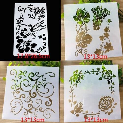 4pc/set Stencils Painting Template DIY Butterfly Scrapbooking Album Embossing Reusable Flower Office School Supplies Reusable