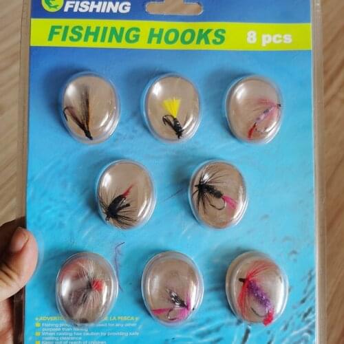 8pcs Fine hook Fishing Lure Butter fly Insects different Style Salmon Flies Trout Single Dry Fly Fishing Lures Fishing Tackle