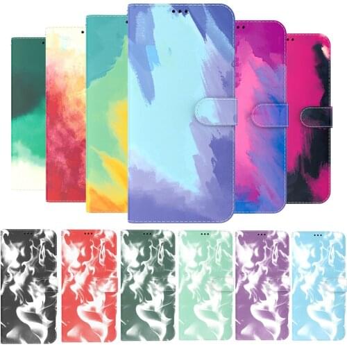 Watercolor Colorful Gradient Phone Case For iPhone 6 7 8 SE 2 6S Plus 12 11 Pro X XS XR Max 3D Clouds Card Flip Wallet Leather