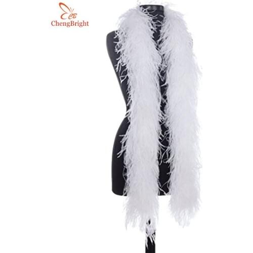 ChengBright 2 Yards/Lot Fluffy Natural Ostrich Feather Boa Costumes/Trim For Party/Costume/Shawl/Craft Ostrich Feather Wedding