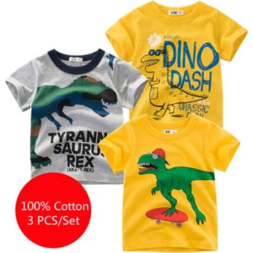 3PCS Short sleeve boys tshirt baby summer clothes kids cotton tshirts unisex toddler clothing girls printed tops casual clothes