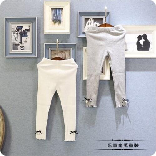 Cotton baby girls leggings girl Bowknot Decoration White Gray Style Pants Leggings Leggings for aged 3 to 7 years old pants