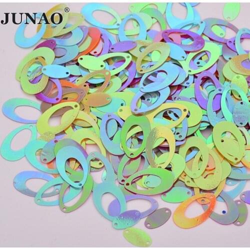 JUNAO 20g 14*22 Mix Color Oval Shape Sequins Flat Back PET Sequin Paillett Earing Pendant for Scrapbooking DIY Home Decoration