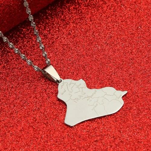 Iraq Map National Map of Iraq Pendant Necklaces Jewelry For Women Men Iraqi Gift