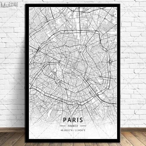 Map of The World Poster Modern City Maps Travel Posters and Prints Wall Art Picture Canvas Painting for Living Room Home Decor