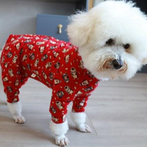 Pet Dog Jumpsuit Puppy Clothes Thin 100%Cotton Printed Overalls Protect Belly Pajamas For Small Dogs Chihuahua Poodle Sweatshirt