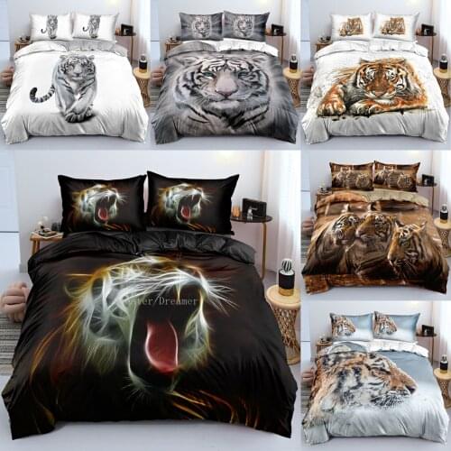 3D Fashion Digital Printing Tiger Bedding Set Children Bed Linen Set Animal Bed Duvet Cover Set Twin For Adults Boys King Size