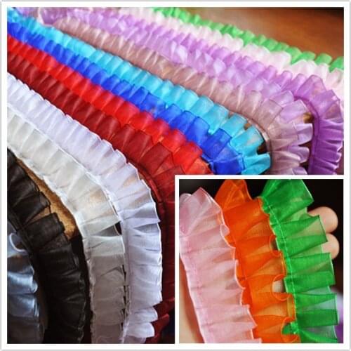 6Yards 2.5cm Snow Yarn Pleats Skirt Flounced Lace Fabric Trim Ribbons DIY Sewing Handmade Garment Headdress Craft Materials