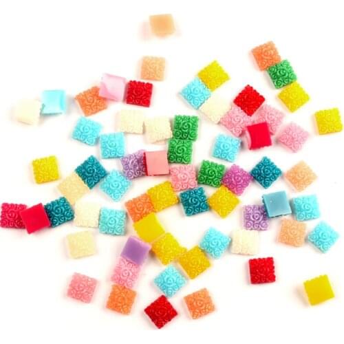 LF 200Pcs Resin Square 10x10mm Decoration Crafts Flatback Cabochon Embellishments For Scrapbooking Kawaii Cute Diy Accessories