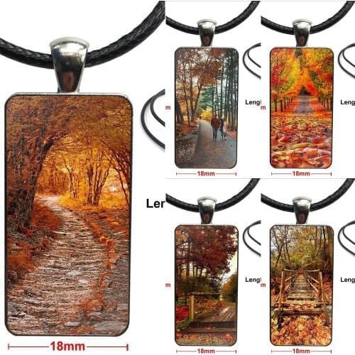 Lover Walk In Autumn For Kids Beads Glass Pendant Galaxy Pendant Necklace Women Steel Plated Necklaces Jewelry