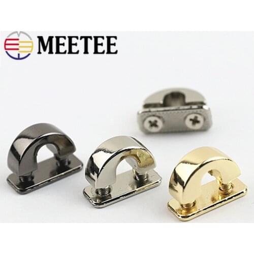 Meetee 10pcs ID6mm Metal D Ring Bag Side Clip Buckles Screw Arch Bridge Connector Hanger Hook DIYHandbag Strap Chain Hang Buckle