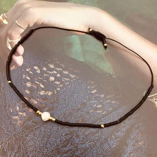 MIYUKI Black Beads Bracelet Women Handmade Seeds Crystal Stone Adjustable Bracelets Simple Jewelry With Single Pearl Friendship