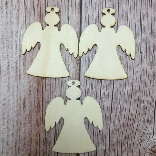 Set of 30 pcs Wooden ANGELS Hanging Christmas Blank Decorations Tags Shapes Embellishments holiday decorations