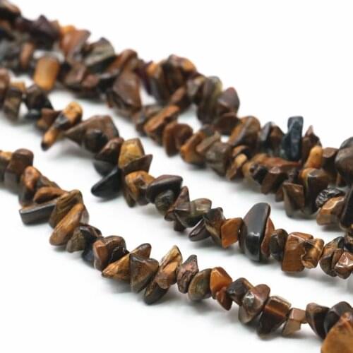 Natural Stone Tiger Eyes 5-7mm Irregular Gravel Yellow Loose Beads for Jewelry Making Freeform Chip DIY Craft Findings 82cm A412