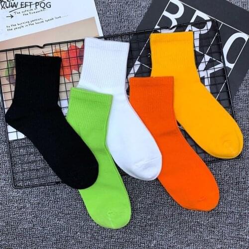 Vintage Many Colors Tube Socks Men and Women Couples Simple To Choose Cotton Sock Pure Color Wild Cotton