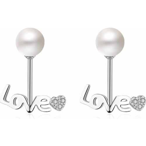 925 Sterling Silver Zircon Noble Jewelry Wedding Love Heart Simply Constructed Freshwater Pearl Earrings Romantic Gift For Woman