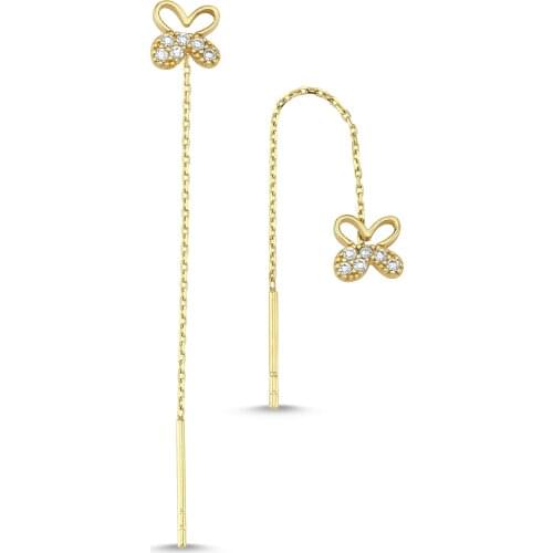 14k (585) Gold Butterfly Eardrops Earrings