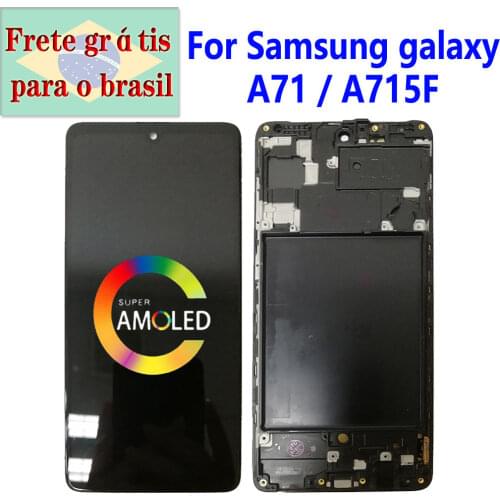 Super AMOLED For SAMSUNG Galaxy A71 2019 A715 LCD Display SM-A715F/DS SM-A715F/DSN A715F/DSM Screen Touch Digitizer With Frame