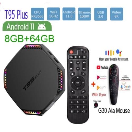 T95 Plus android 11 RK3566 TV Box 4G/32G 8G/64G 2.4G 5G Wifi BT4.0 USB3.0 1000M 8K Google Voice Youtube PK H96 MAX RK3566