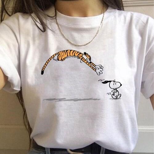 Tiger catching Dog Fuuny Graphic Print Womens t-shirt 5 colors Oversized Lady T shirt Summer Casual Female Tops Tee
