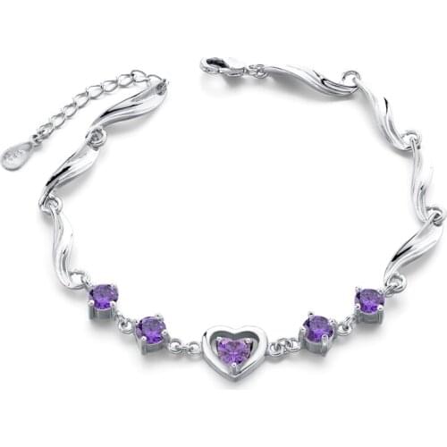 SZELAM Heart Crystal Silver Chain Bracelet Adjustable Women Bracelets New 2019 Pulseras Mujer