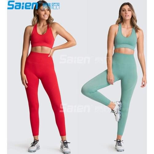 Women 2 Piece Outfits Sports Bra Seamless Leggings Yoga Set Long Pants Gym Clothing